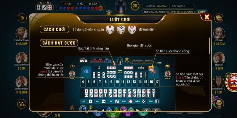 Luật chơi tài xỉu sảnh rồng Sao789